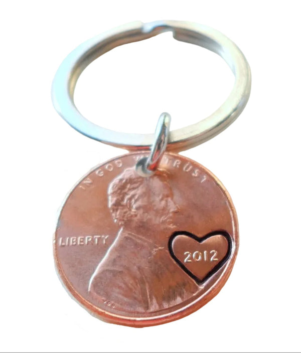2012 Penny Keychain w/ Engraved Heart Around Year • 13 Year Anniversary Gift from JE