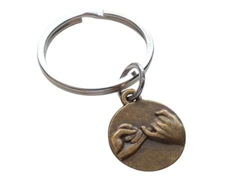Small Bronze Pinky Promise Charm for Couples or Best Friends, Anniversary Keychain