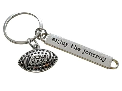 Football Charm Keychain with Enjoy the Journey Charm; Football Team Player Keychain