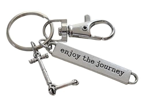 Scooter Charm & Enjoy the Journey Charm Keychain with Swivel Clasp, Coach or Graduate Keychain