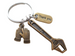 Bronze Wrench & Work Gloves Charm Keychain with Thank You Charm; Builders, Construction Team, Plumber Keychain, Employee Thank You Keychain