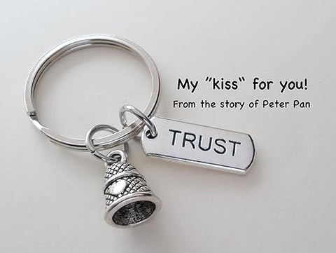 Thimble Charm Keychain with Trust Charm - Peter Pan's Kiss