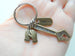 Bronze Wrench & Work Gloves Charm Keychain with Thank You Charm; Builders, Construction Team, Plumber Keychain, Employee Thank You Keychain