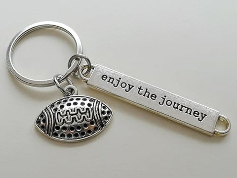 Football Charm Keychain with Enjoy the Journey Charm; Football Team Player Keychain