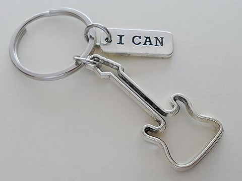 Guitar Player Charm Keychain with a Guitar Shaped Charm and I Can Charm