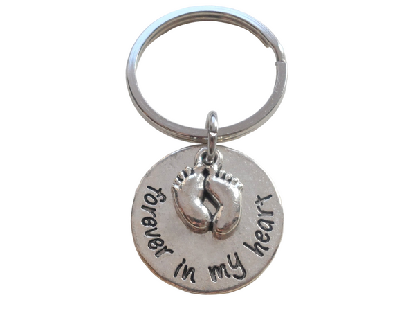Baby Memorial Keychain • "Forever in my Heart" w/ Baby Feet Charm | Jewelry Everyday