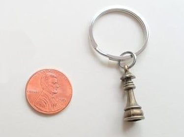 Bronze Small Queen Chess Piece Charm Keychain with Crown Charm by JewelryEveryday