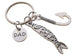 Dad Fishing Keychain with Fish Charm, Hook Charm & Dad Circle Charm; Father's Keychain
