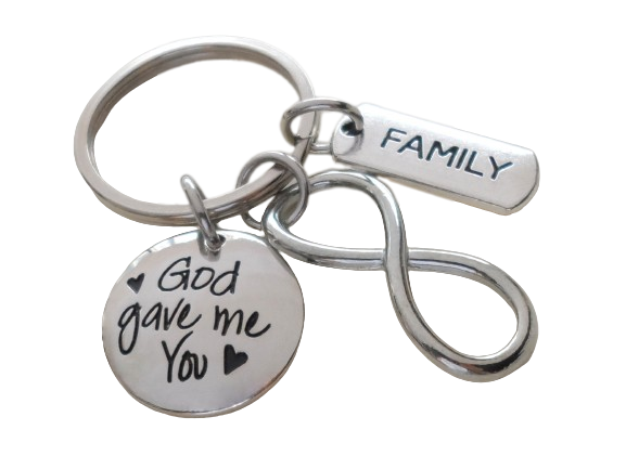 God Gave Me You Keychain With Infinity Charm & Family Charm - Family Reunion Keychain