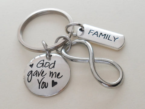 God Gave Me You Keychain With Infinity Charm & Family Charm - Family Reunion Keychain