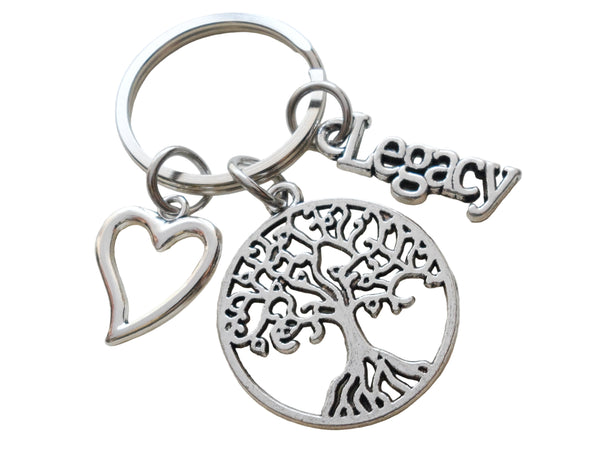 Tree Charm Keychain with Legacy Charm & Heart Charm