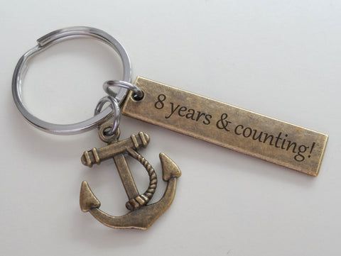 Bronze Anchor Charm Keychain with Custom Engraved Tag