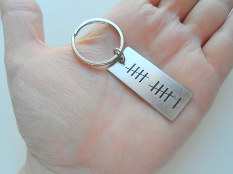 Stainless Steel Tag Keychain Engraved with 11 Tally Marks For Couples 11 Year Anniversary