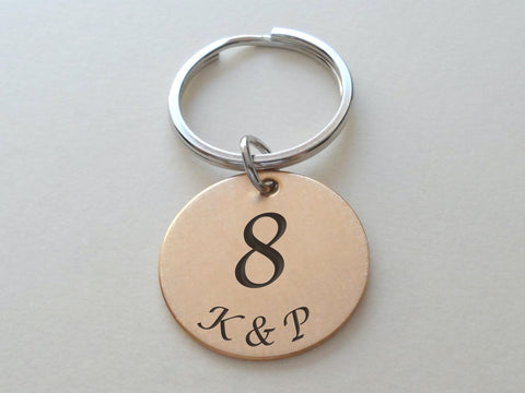 Custom Engraved Bronze Disc Keychain, Anniversary Gift Keychain, Personalized Engraved Keychain