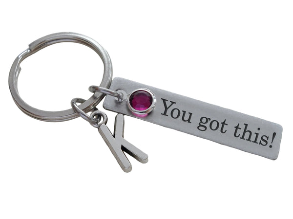 Custom Engraved Stainless Steel Tag Keychain with Birthstone Charm and Initials by JewelryEveryday