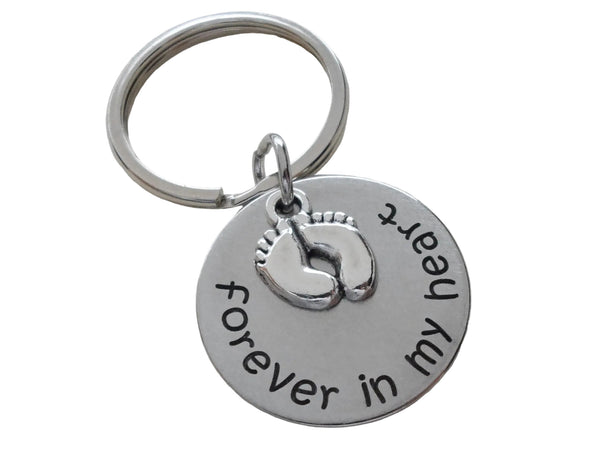 Baby Memorial Keychain - "Forever in my Heart" with Baby Feet Charmwelry Everyday by Jewelry Everyday