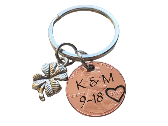 Custom Engraved Penny Keychain, Personalized Keychain, Lucky Penny Keychain, Anniversary Penny Key Chain