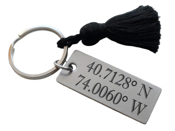 Custom Engraved Keychain with Stainless Steel Tag & Cotton Tassel, Anniversary Gift Keychain
