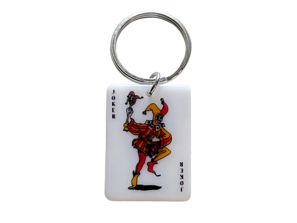 Joker Wild Playing Card Charm Keychain