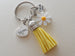 Mom Keychain with Daisy Flower Charm, I Love You Heart Charm, & Yellow Tassel Charm, Mother's Keychain