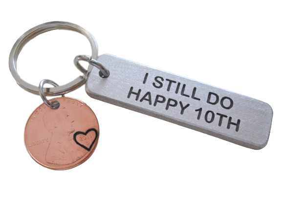 Aluminum Keychain Custom Engraved with & Penny with Heart Around the Year