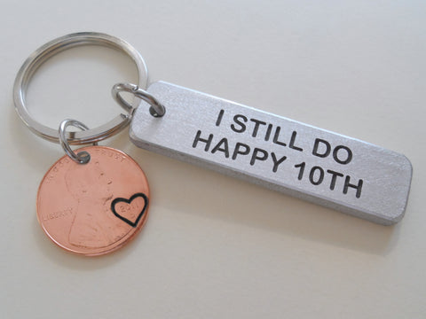 Aluminum Keychain Custom Engraved with & Penny with Heart Around the Year