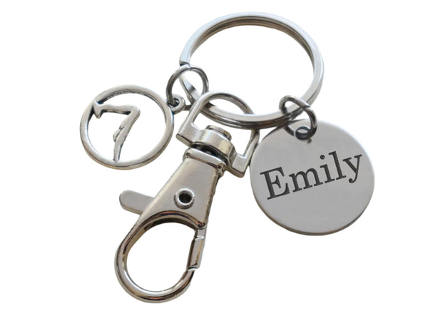 Personalized Yoga Keychain with Downward Dog Charm, Custom Engraved Disc & Swivel Clasp, Gift for Students or Instructors