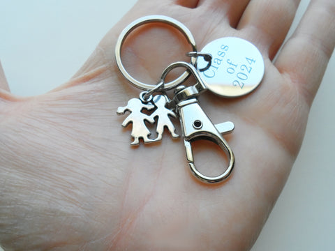 Children Charm Keychain with Custom Engraved Steel Disc & Swivel Clasp; Gift for Nanny, Caretaker, Child Care Staff, or Mothers