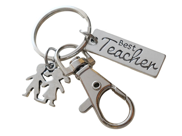 Teacher Charm Keychain with Best Teacher Charm, Kids Charm & Swivel Clasp, Teacher Appreciation - Thanks for Being Such a Great Teacher