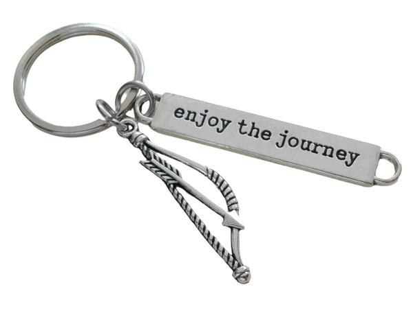 Bow Charm Keychain with Enjoy the Journey Charm, Student or Coach Archery Keychain