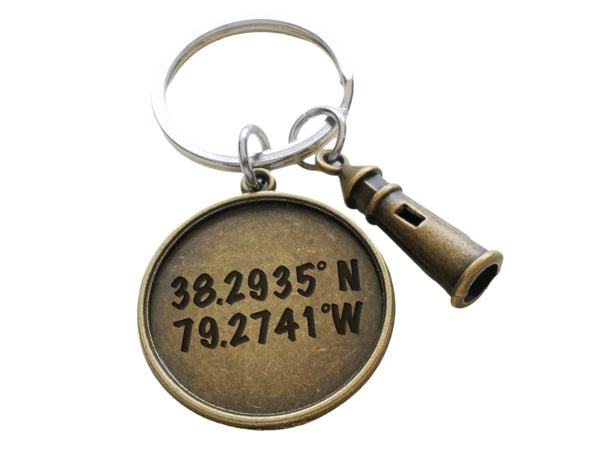 Bronze Lighthouse Keychain with Custom Engraved Disc, For Couples or Best Friends, Anniversary Gift Keychain
