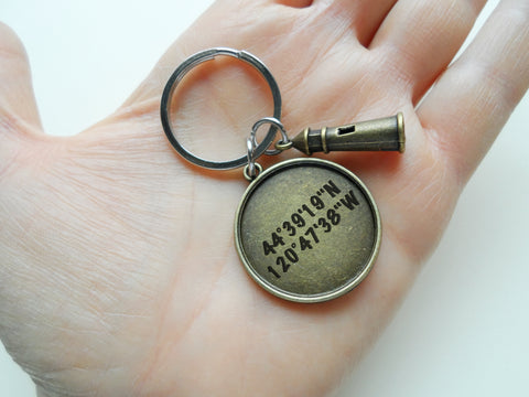 Bronze Lighthouse Keychain with Custom Engraved Disc, For Couples or Best Friends, Anniversary Gift Keychain