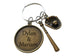 Personalized Keychain with Bronze Engraved Disc and Baseball Mitt & Bat Charm; Couples Keychain, Customized