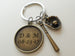 Personalized Keychain with Bronze Engraved Disc and Baseball Mitt & Bat Charm; Couples Keychain, Customized