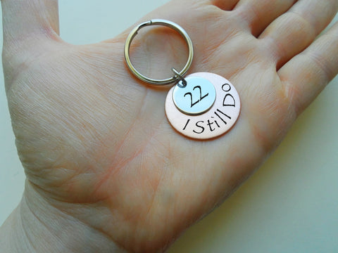 Custom Engraved Copper Disc with Steel Disc Keychain, 22 Year Anniversary Gift Keychain, Personalized Engraved Keychain