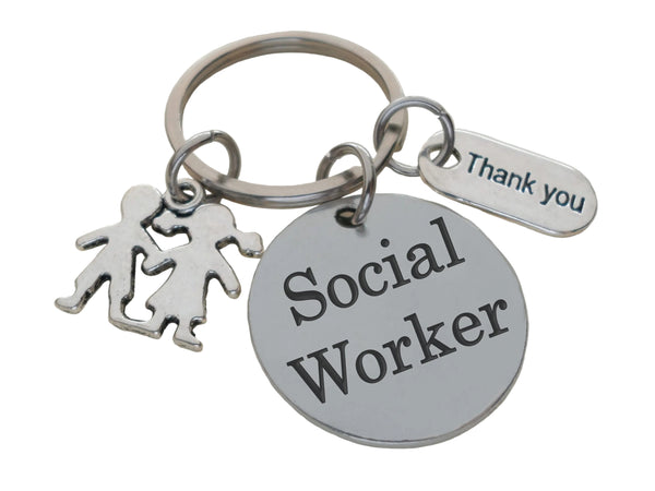 Social Worker Gift Keychain with Children Charm, Community Advocate Keychain, Thank you Gift