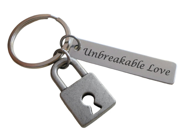 Lock Charm Keychain with Custom Engraved Tag, For Couples