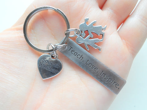 Teacher Appreciation Gift • Kids Charm, Custom Engraved Heart & Tag Keychain by JewelryEveryday