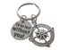 Compass Charm Keychain with Engraved Disc "I'd Be Lost Without You"; Couples Keychain