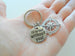 Compass Charm Keychain with Engraved Disc "I'd Be Lost Without You"; Couples Keychain