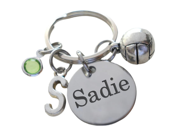 Custom Engraved Disc & Volleyball Charm Keychain, Personalized Charm Options, For Graduate, Team Player or Coach