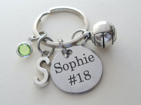 Custom Engraved Disc & Volleyball Charm Keychain, Personalized Charm Options, For Graduate, Team Player or Coach