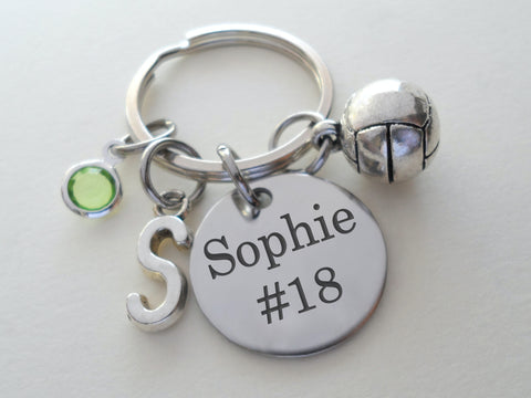 Custom Engraved Disc & Volleyball Charm Keychain, Personalized Charm Options, For Graduate, Team Player or Coach