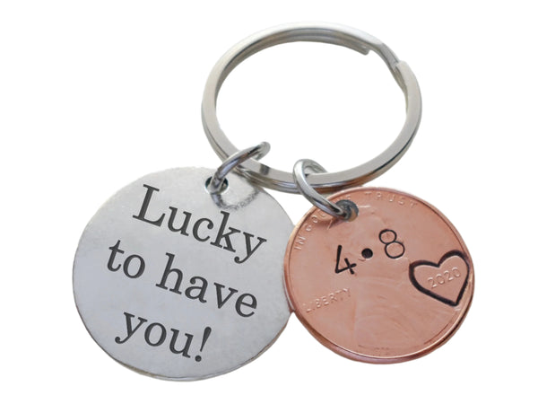 Custom Engraved Steel Disc & Penny Keychain, Couples Anniversary, Husband, Wife, Boyfriend, Girlfriend Key Chain Customized