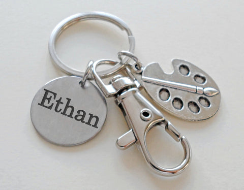 Art Palette Charm Keychain with Class of 2026 Disc & Swivel Clasp, For Artist Student