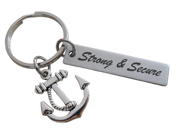Custom Engraved Steel Tag Keychain with Anchor Charm