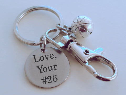 Basketball Dad Keychain with Basketball Charm, Best Dad Engraved Disc & Swivel Clasp; Father's Day Gift