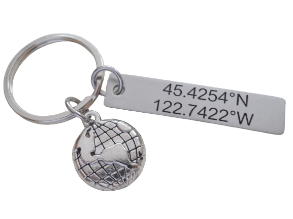 World Globe Keychain - You Mean The World To Me; Couples Keychain