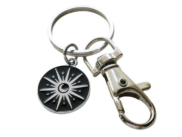Sun & Moon Design Charm Keychain with Swivel Clasp