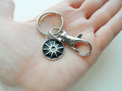 Sun & Moon Design Charm Keychain with Swivel Clasp